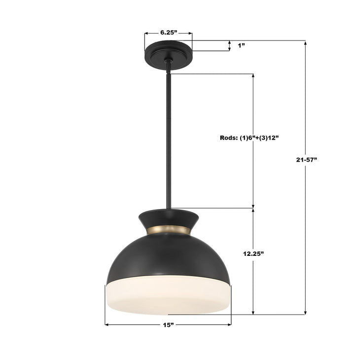 Crystorama - GID-4015-MK-VG - Two Light Pendant - Gidget - Matte Black + Vibrant Gold