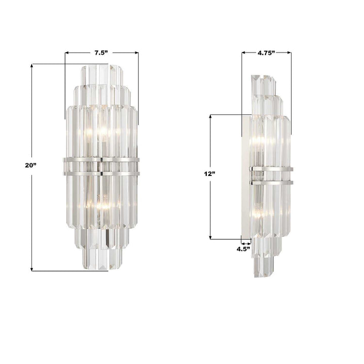 Crystorama - HAY-1411-PN - Two Light Wall Sconce - Hayes - Polished Nickel