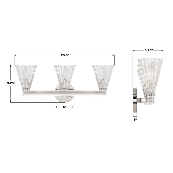 Crystorama - LOT-703-PN - Three Light Bath - Lotus - Polished Nickel