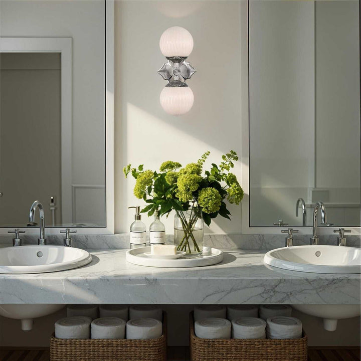 Crystorama - ORY-1002-PN-WH - Two Light Wall Sconce - Orly - Polished Nickel