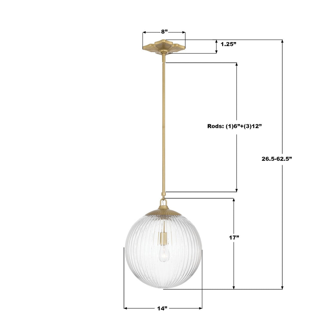 Crystorama - ORY-1007-AG-CL - One Light Pendant - Orly - Aged Brass