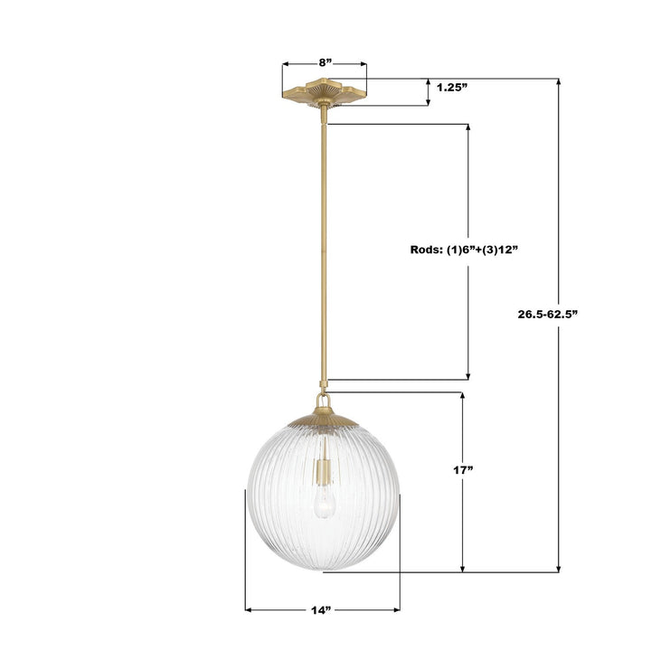 Crystorama - ORY-1007-AG-CL - One Light Pendant - Orly - Aged Brass