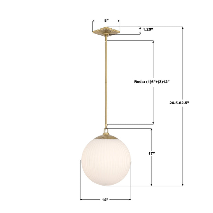 Crystorama - ORY-1007-AG-WH - One Light Pendant - Orly - Aged Brass