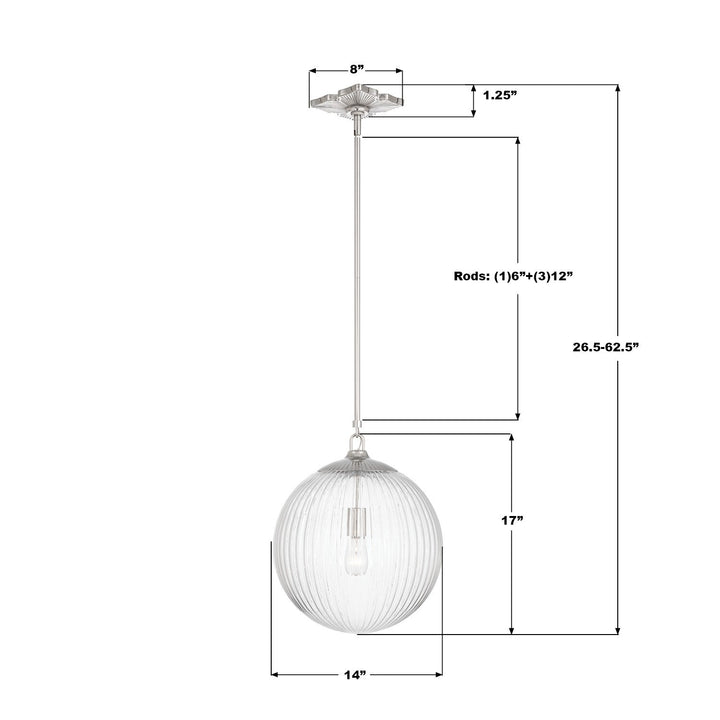 Crystorama - ORY-1007-PN-CL - One Light Pendant - Orly - Polished Nickel