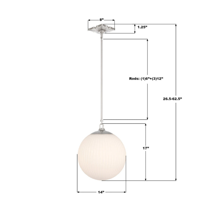 Crystorama - ORY-1007-PN-WH - One Light Pendant - Orly - Polished Nickel