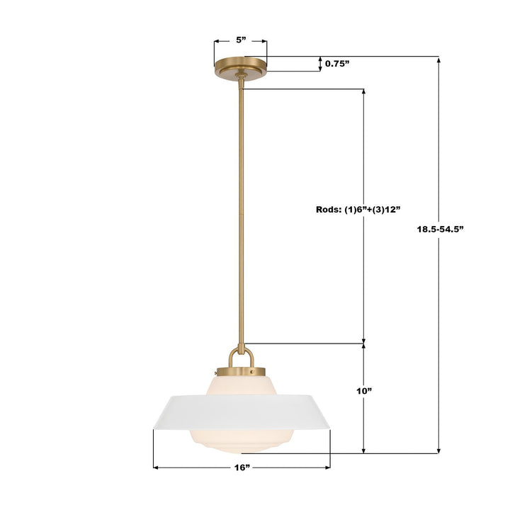 Crystorama - XAN-8006-VG-WH - One Light Pendant - Xander - Vibrant Gold