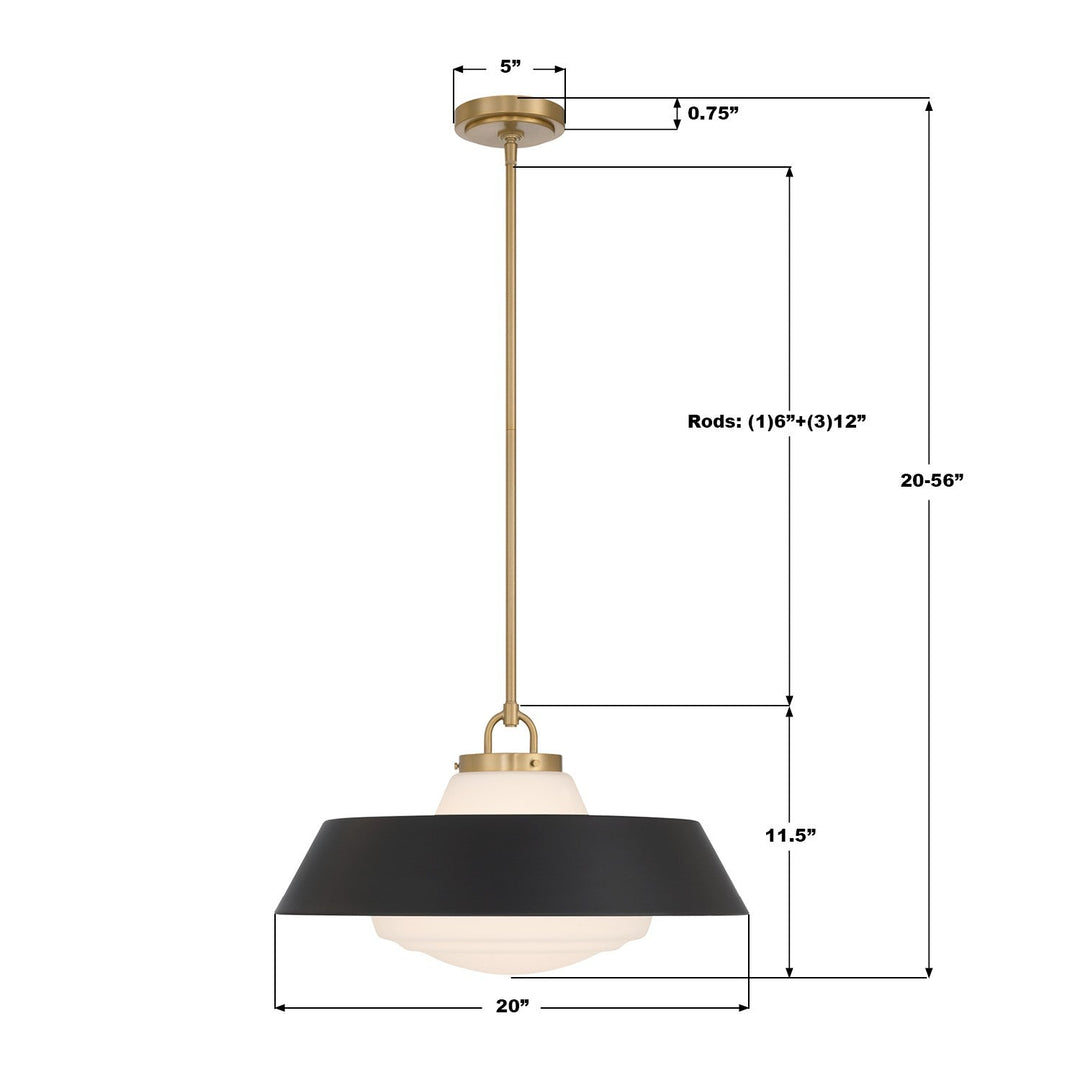 Crystorama - XAN-8009-VG-MK - Three Light Pendant - Xander - Vibrant Gold