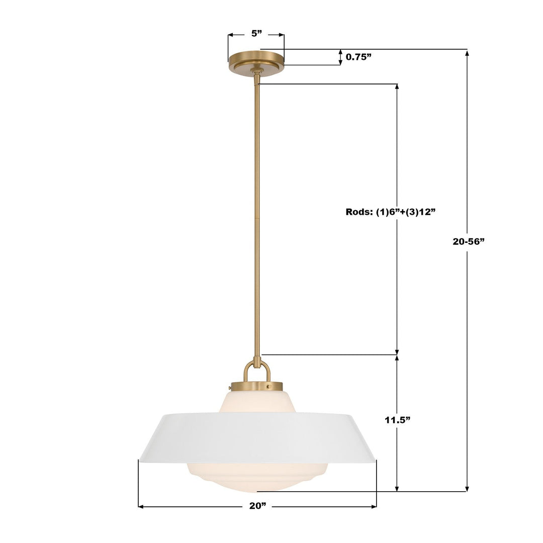 Crystorama - XAN-8009-VG-WH - Three Light Pendant - Xander - Vibrant Gold
