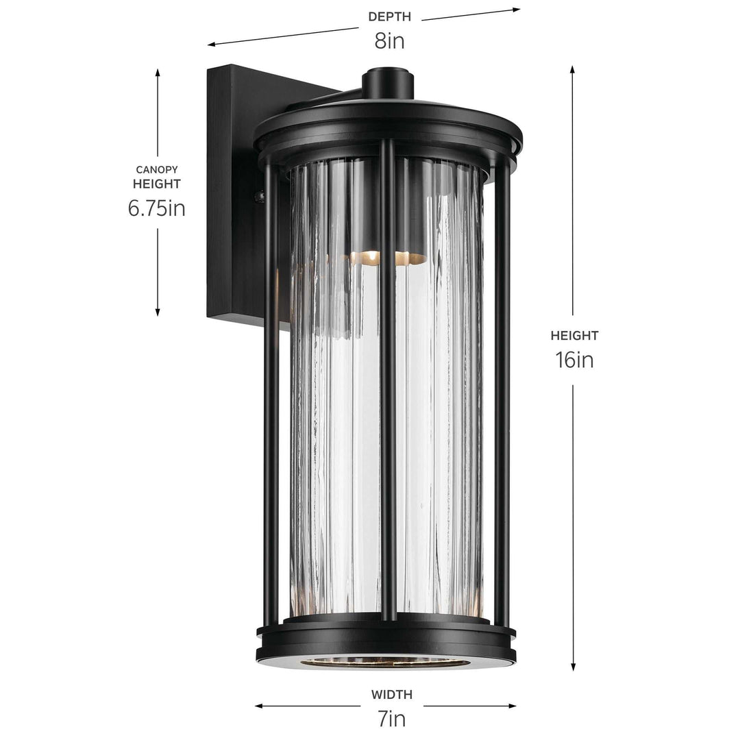 Kichler Canada - 59023BKDS - One Light Outdoor Wall Mount - Barras - Black