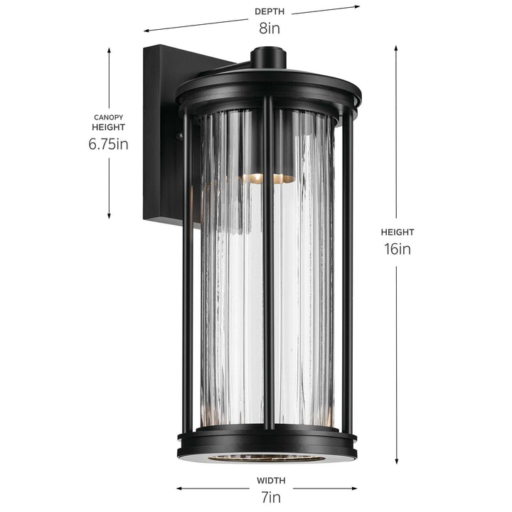 Kichler Canada - 59023BKDS - One Light Outdoor Wall Mount - Barras - Black