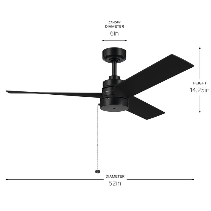 Kichler Canada - 300375BK - 52" Ceiling Fan - Spyn Lite - Black