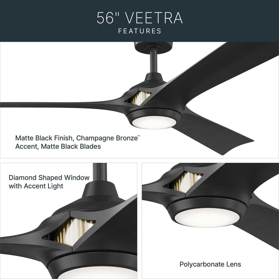 Kichler Canada - 300056-BK - 56" Ceiling Fan - Veetra - Matte Black