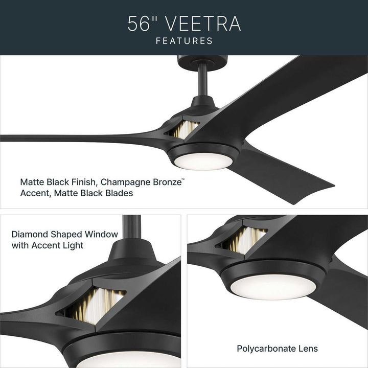 Kichler Canada - 300056-BK - 56" Ceiling Fan - Veetra - Matte Black