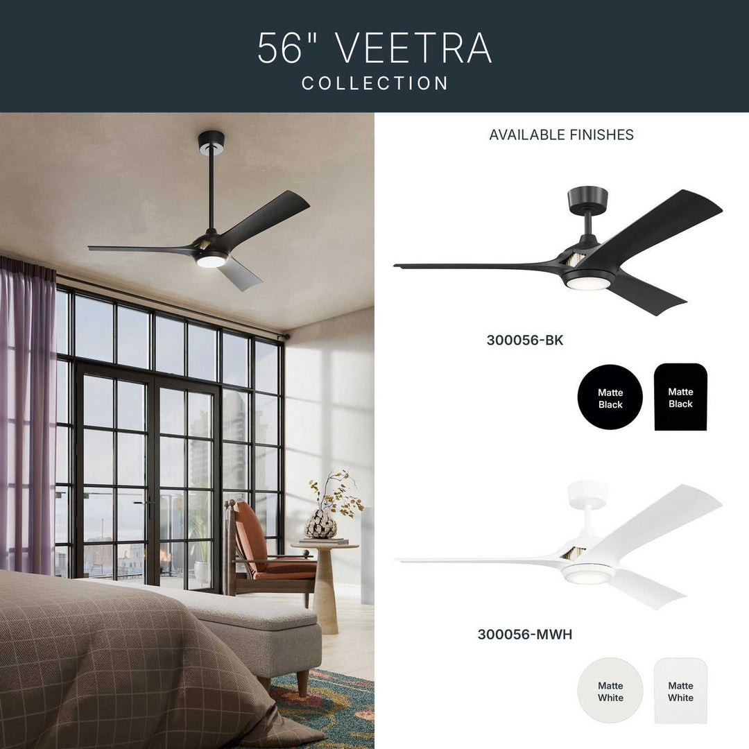 Kichler Canada - 300056-BK - 56" Ceiling Fan - Veetra - Matte Black