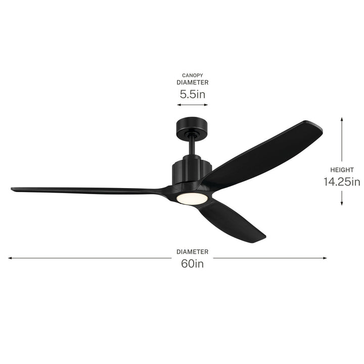 Calyx 60" Ceiling Fan in Matte Black Kichler Canada