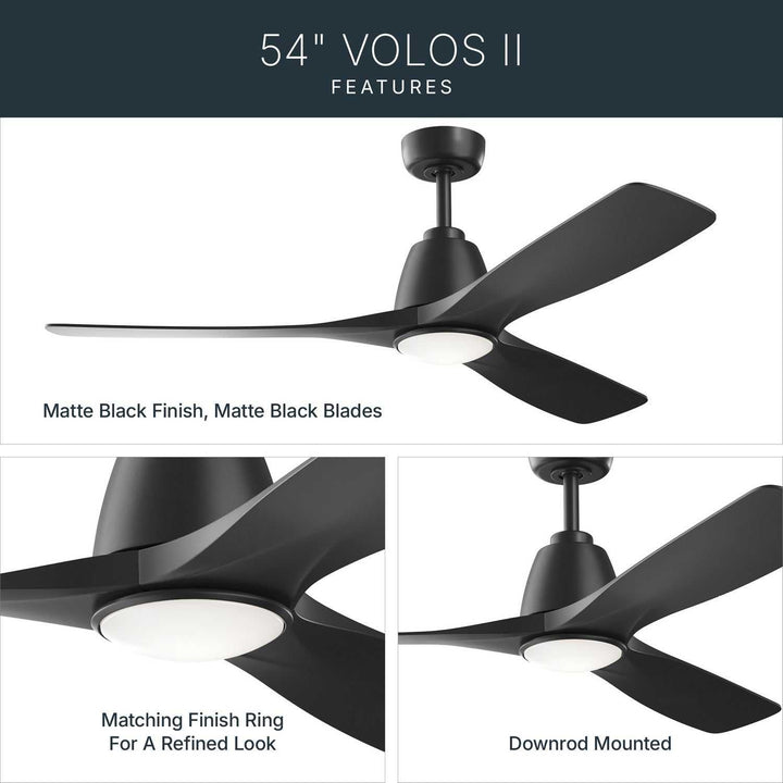 Kichler Canada - 300054-BK - 54" Ceiling Fan - Volos Ii - Matte Black