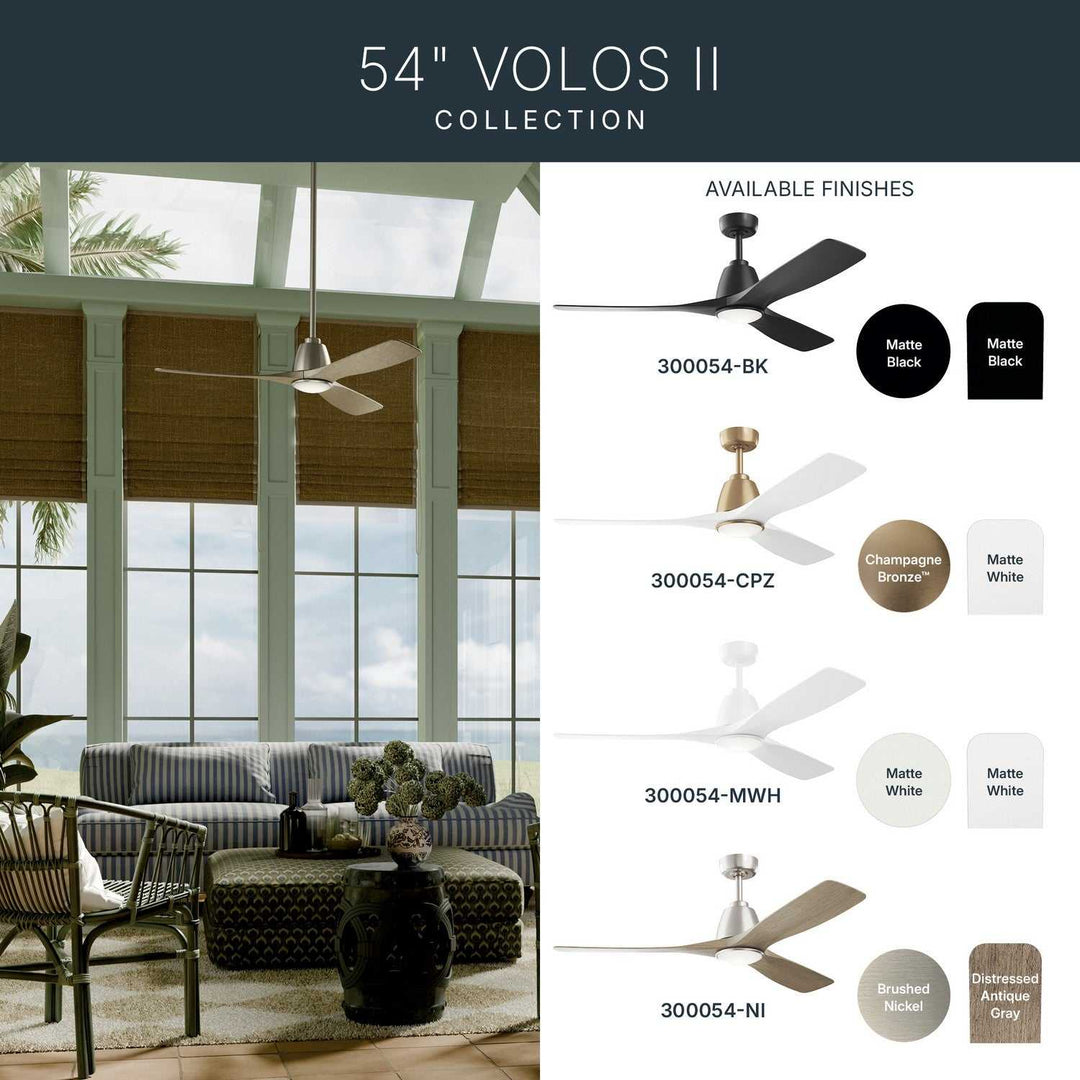 Kichler Canada - 300054-BK - 54" Ceiling Fan - Volos Ii - Matte Black