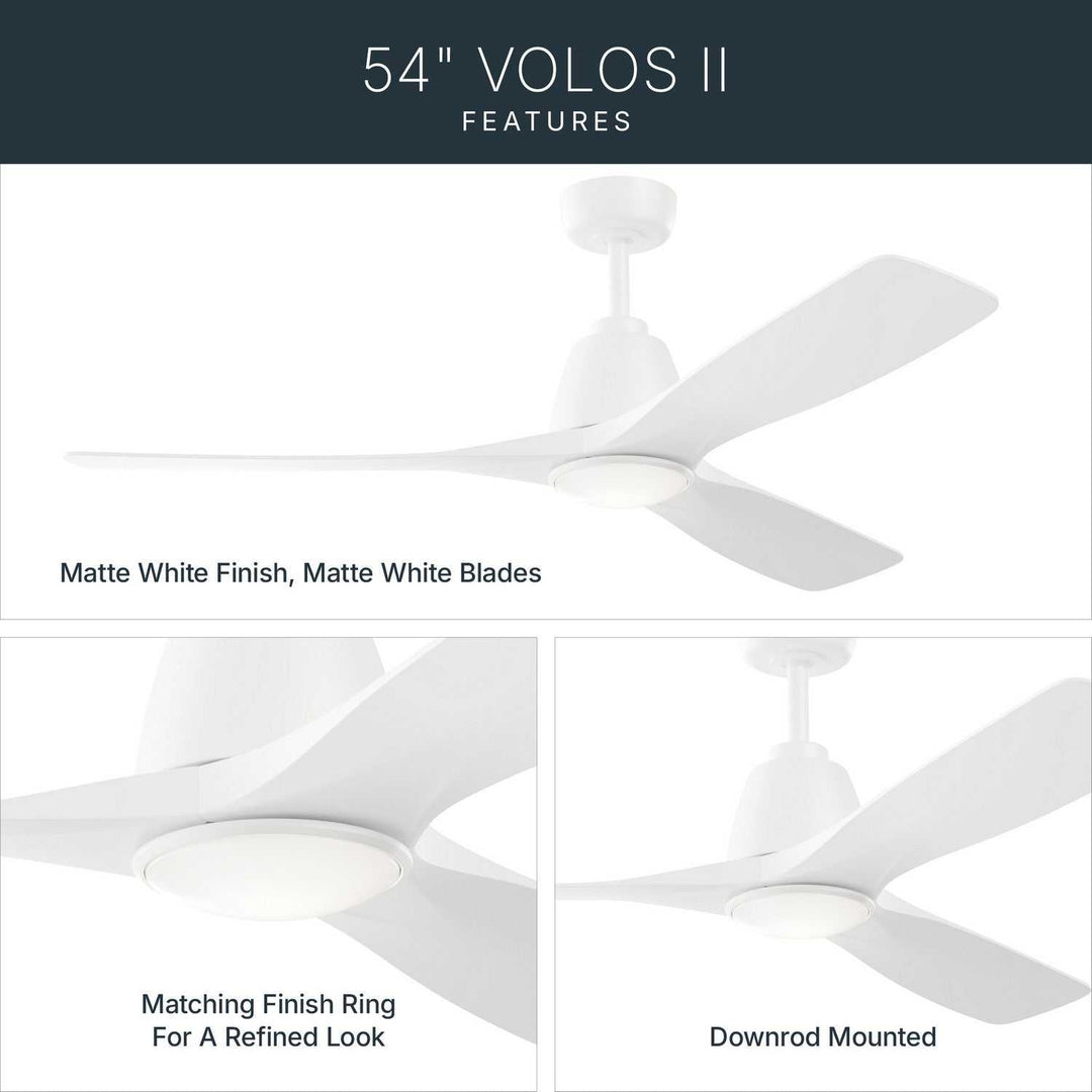 Kichler Canada - 300054-MWH - 54" Ceiling Fan - Volos Ii - Matte White