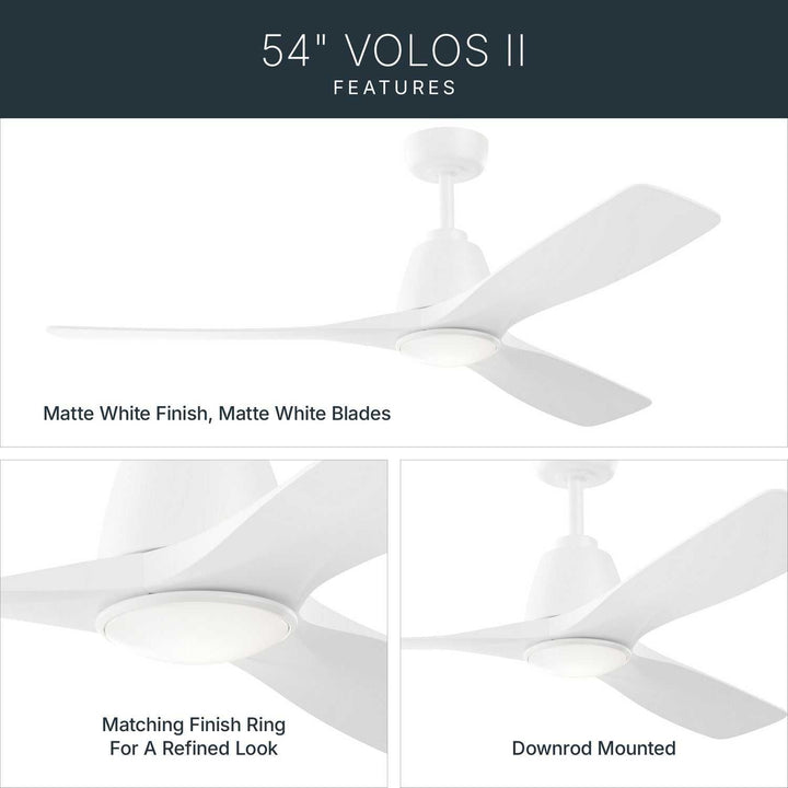 Kichler Canada - 300054-MWH - 54" Ceiling Fan - Volos Ii - Matte White