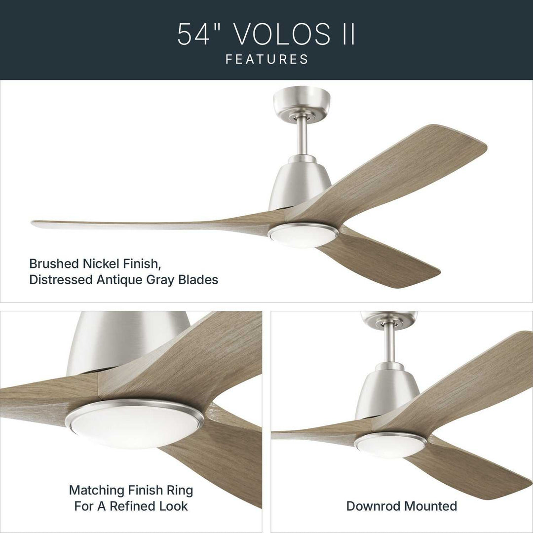 Kichler Canada - 300054-NI - 54" Ceiling Fan - Volos Ii - Brushed Nickel