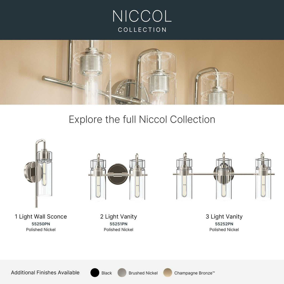 Kichler Canada - 55250PN - One Light Wall Sconce - Niccol - Polished Nickel