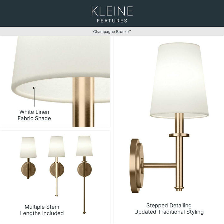 Kleine One Light Wall Sconce in Champagne Bronze Kichler Canada