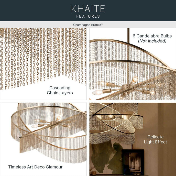 Khaite Six Light Chandelier in Champagne Bronze Kichler Canada