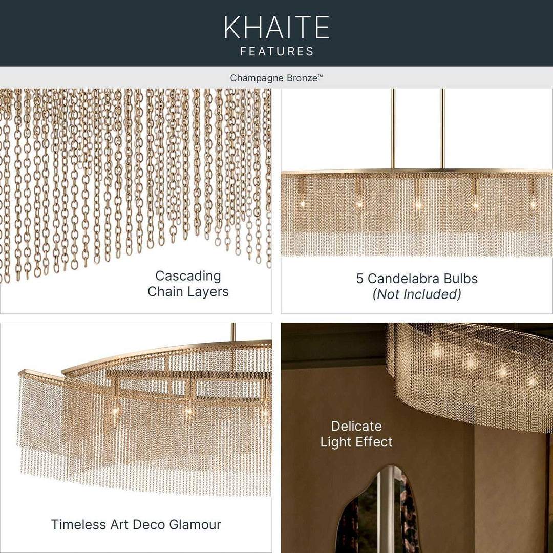 Kichler Canada - 52825CPZ - Five Light Linear Chandelier - Khaite - Champagne Bronze