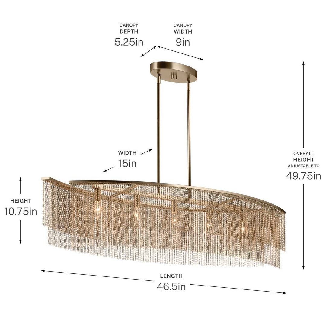 Kichler Canada - 52825CPZ - Five Light Linear Chandelier - Khaite - Champagne Bronze