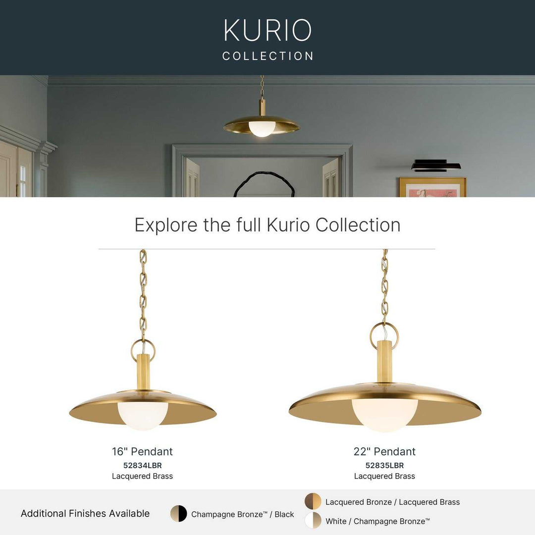 Kurio LED Pendant in Lacquered Brass Kichler Canada