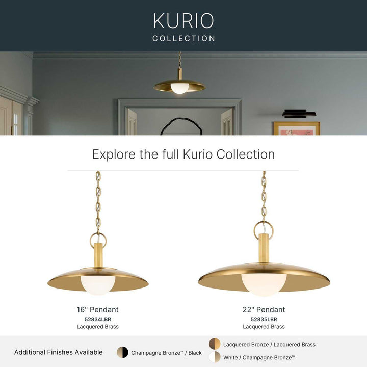 Kurio LED Pendant in Lacquered Brass Kichler Canada
