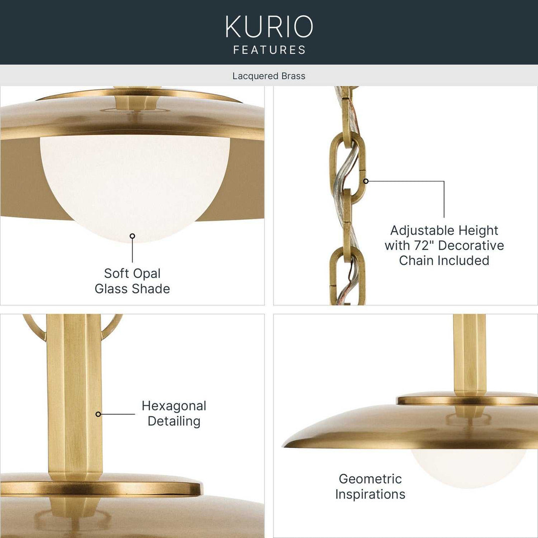 Kurio LED Pendant in Lacquered Brass Kichler Canada