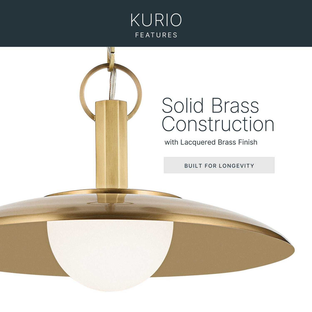 Kurio LED Pendant in Lacquered Brass Kichler Canada