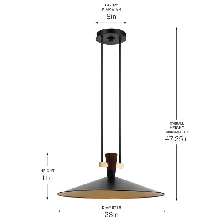 Tenon LED Pendant in Black Kichler Canada