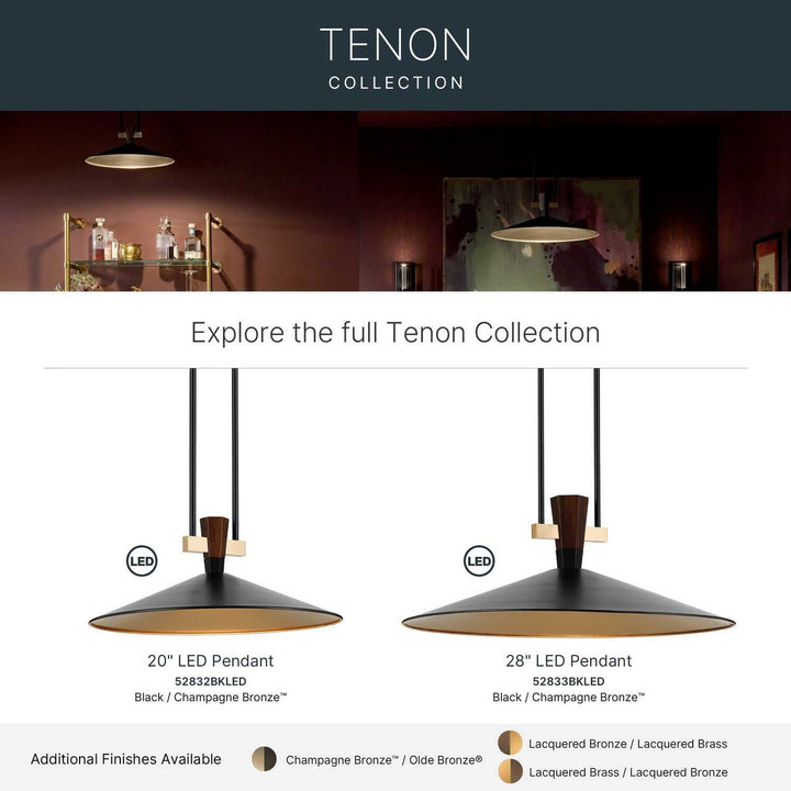 Tenon LED Pendant in Black Kichler Canada