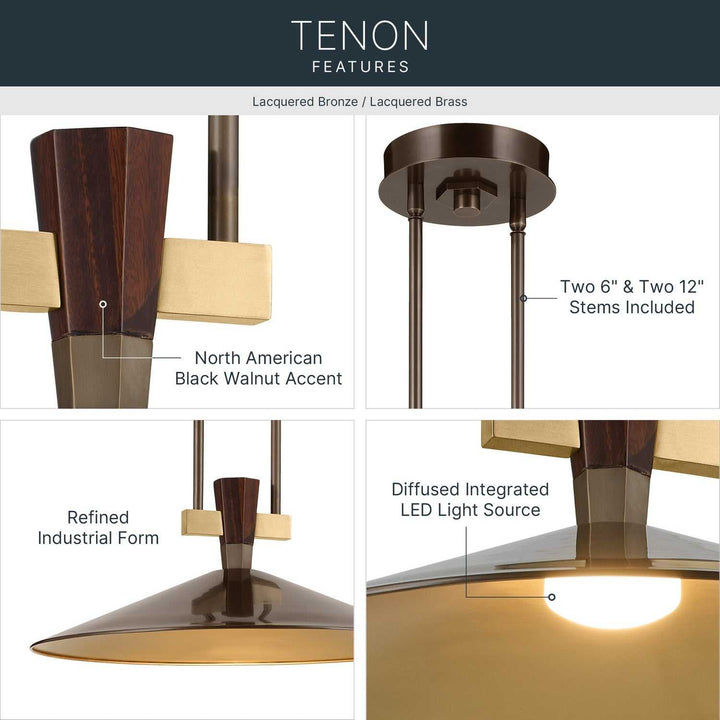 Tenon LED Pendant in Lacquered Bronze Kichler Canada