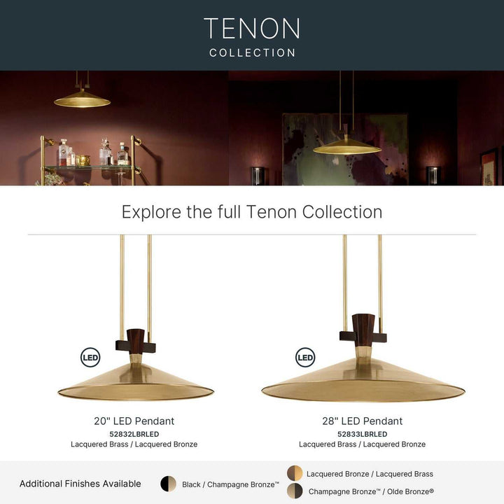 Tenon LED Pendant in Lacquered Brass Kichler Canada