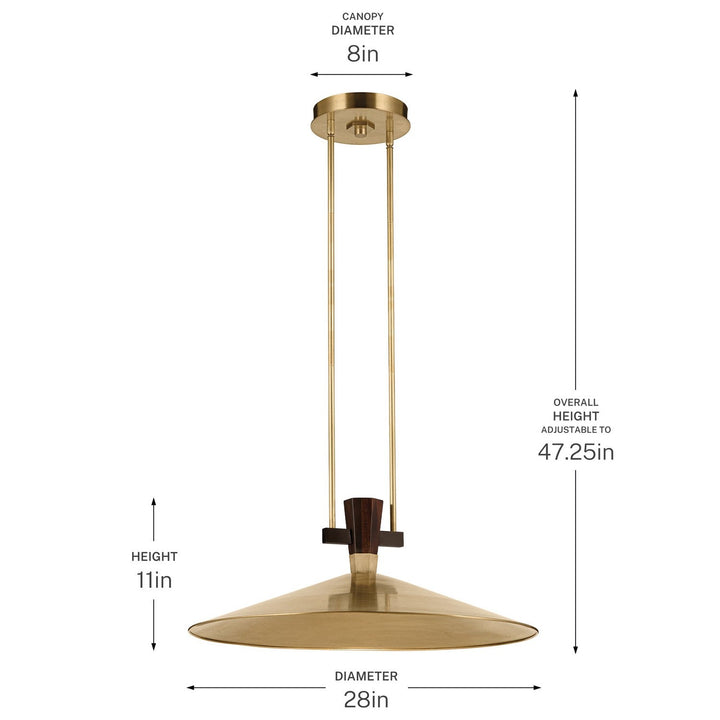 Tenon LED Pendant in Lacquered Brass Kichler Canada