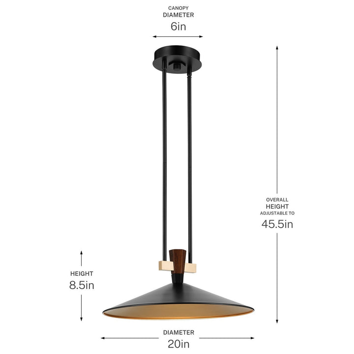 Tenon LED Pendant in Black Kichler Canada