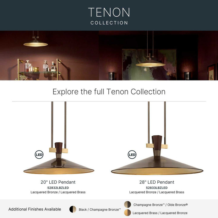 Tenon LED Pendant in Lacquered Bronze Kichler Canada