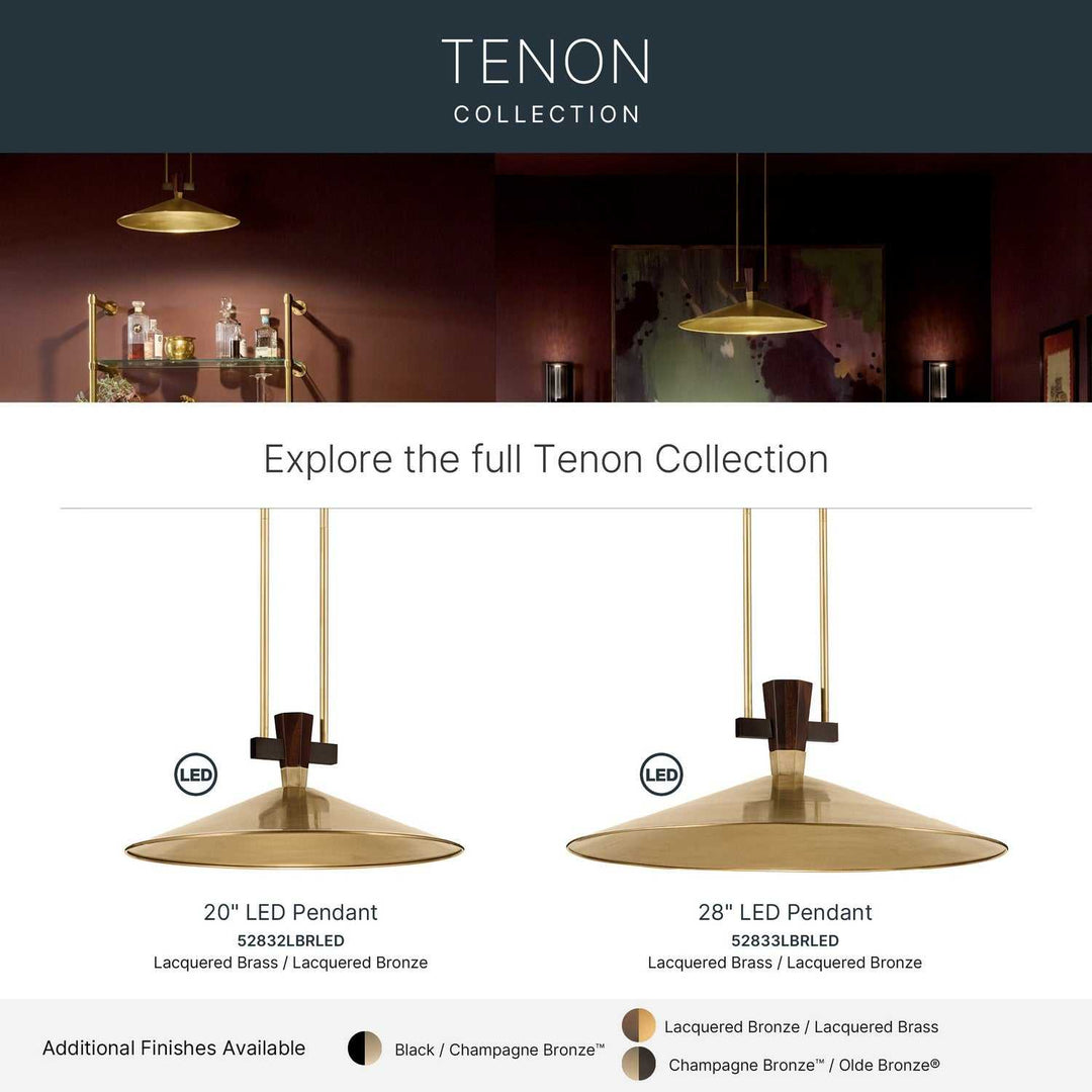 Tenon LED Pendant in Lacquered Brass Kichler Canada
