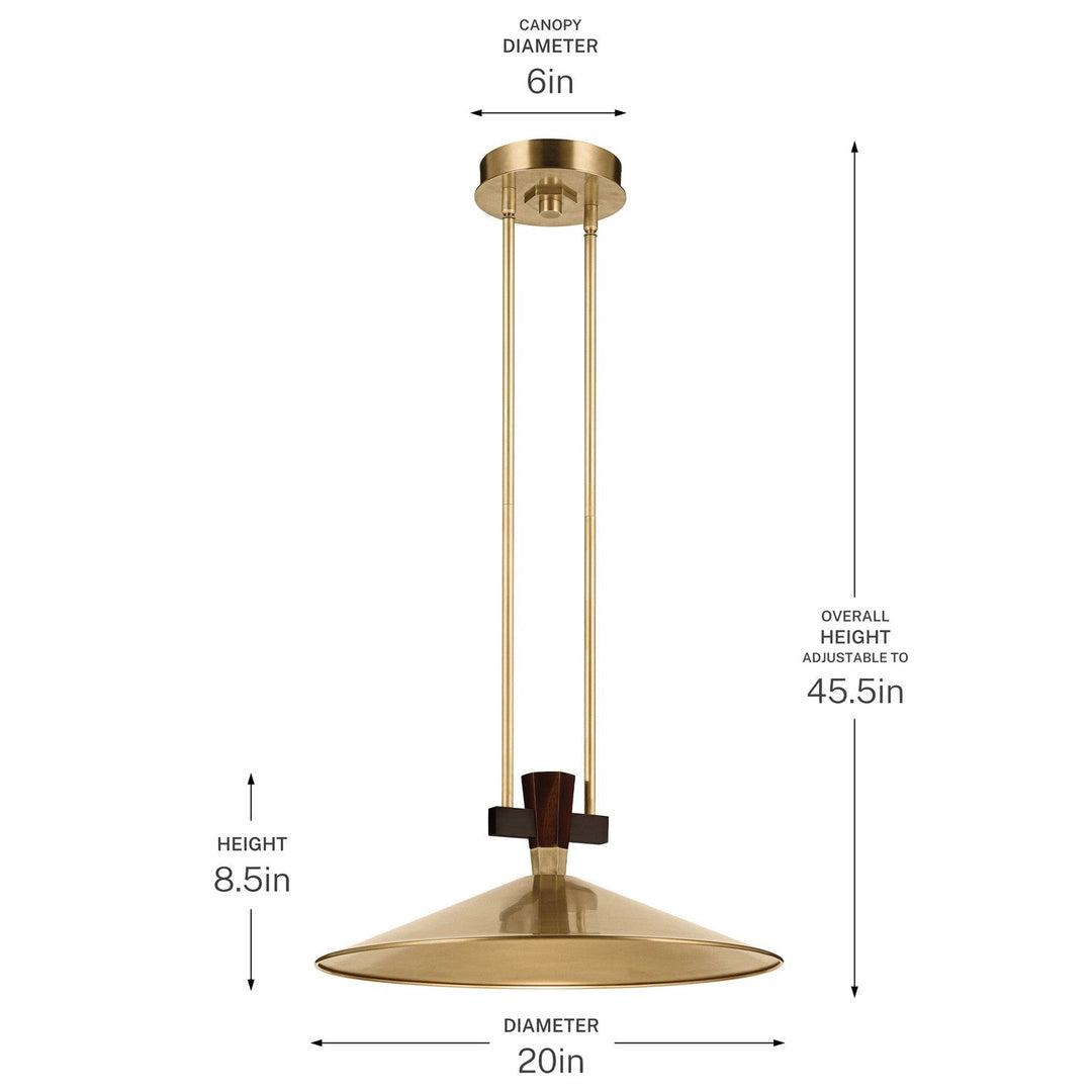 Tenon LED Pendant in Lacquered Brass Kichler Canada