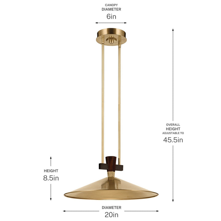 Tenon LED Pendant in Lacquered Brass Kichler Canada