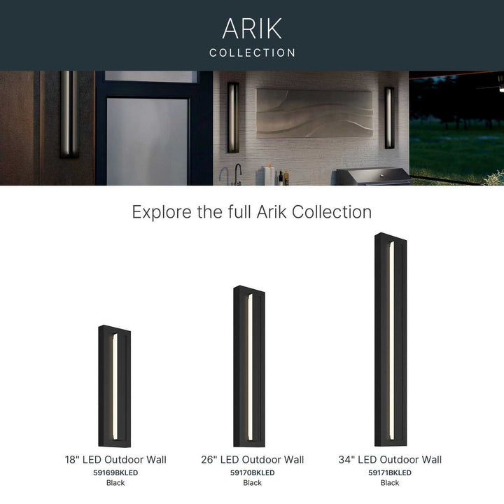 Arik LED Outdoor Wall Mount in Black Kichler Canada