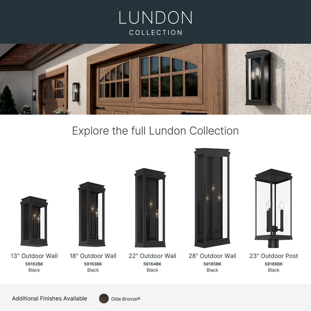 Lundon Three Light Outdoor Wall Mount in Black Kichler Canada