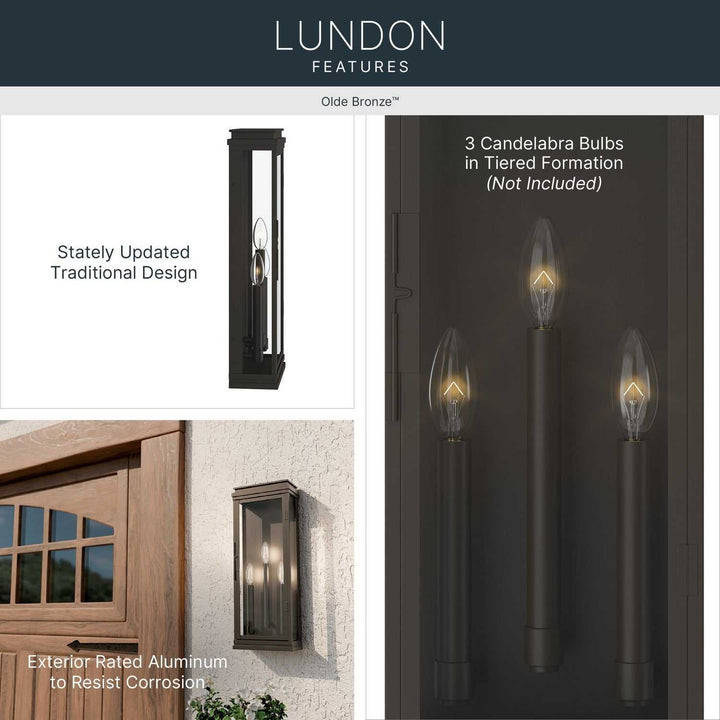 Lundon Three Light Outdoor Wall Mount in Olde Bronze Kichler Canada