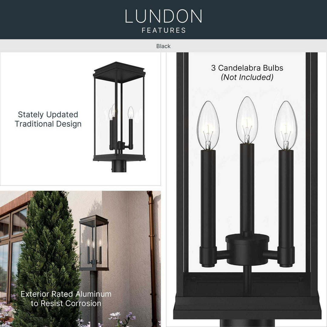 Kichler Canada - 59166BK - Three Light Outdoor Post Lantern - Lundon - Black