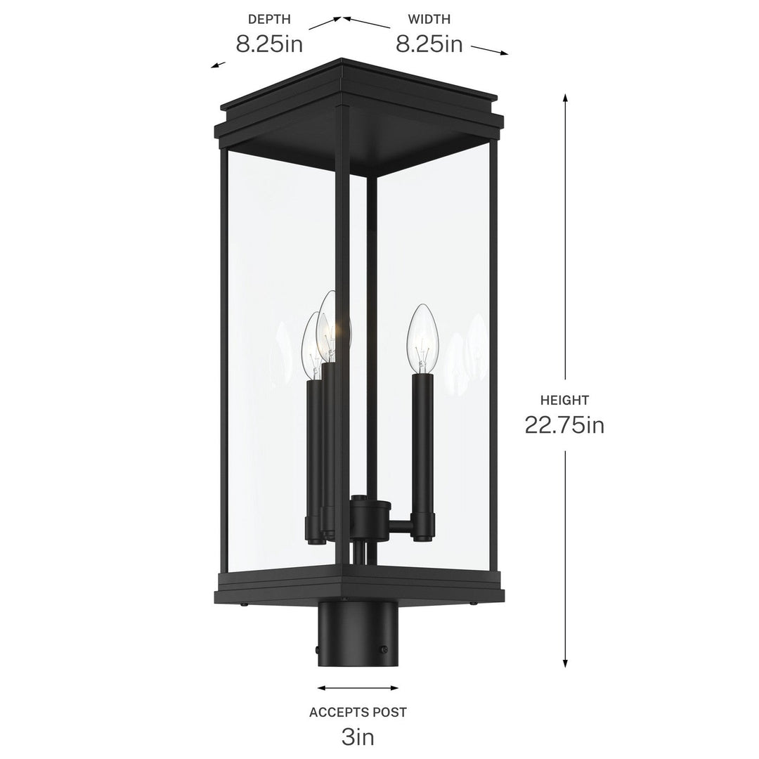 Kichler Canada - 59166BK - Three Light Outdoor Post Lantern - Lundon - Black