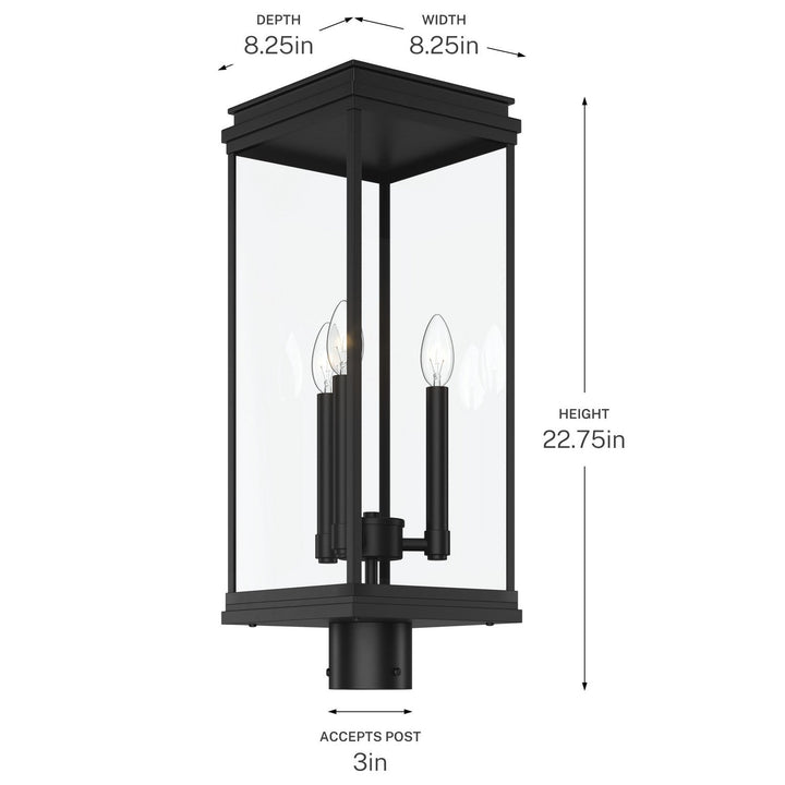 Kichler Canada - 59166BK - Three Light Outdoor Post Lantern - Lundon - Black