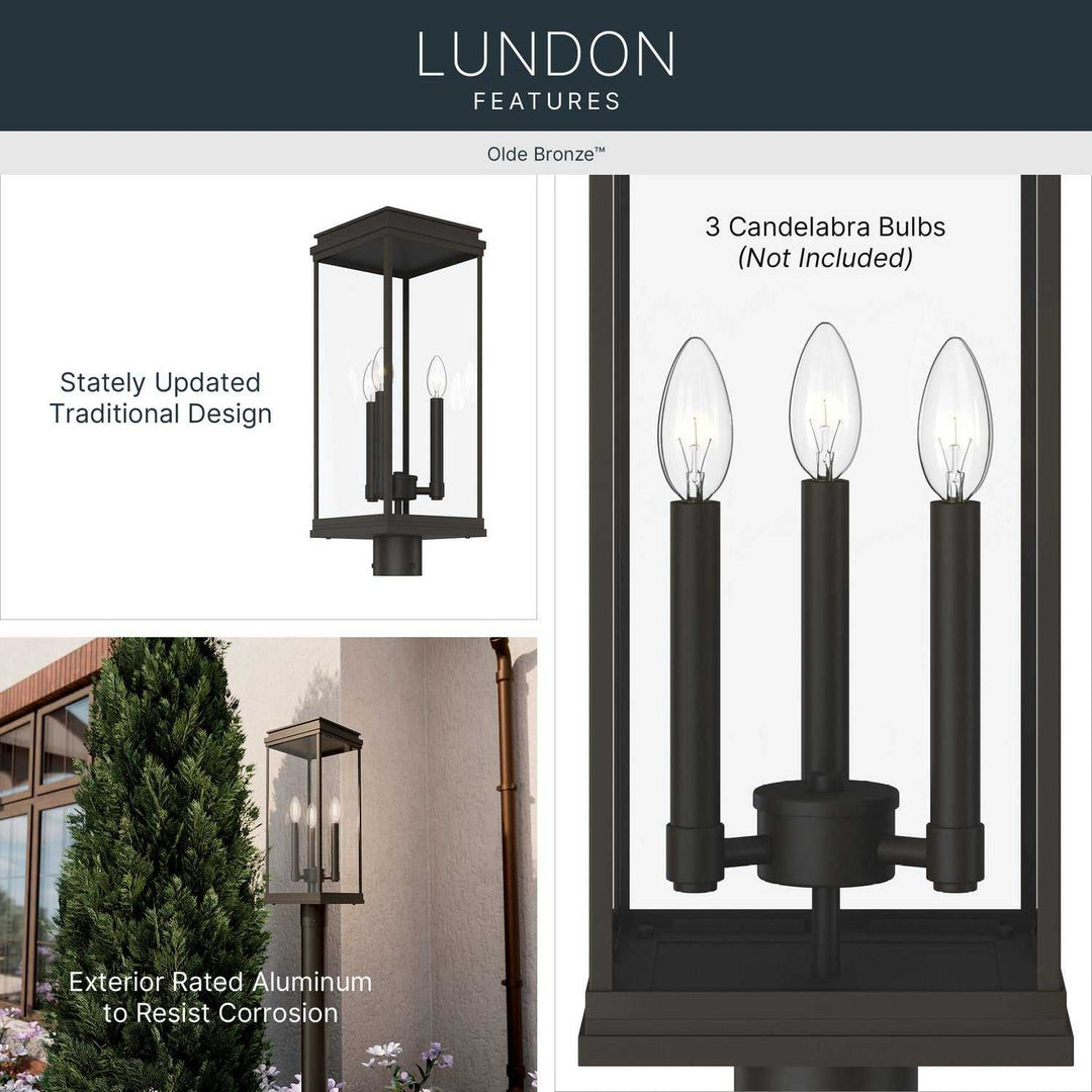 Kichler Canada - 59166OZ - Three Light Outdoor Post Lantern - Lundon - Olde Bronze